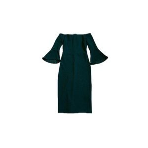 🆕 H&M Green Off Shoulder Bell Sleeved Midi Dress - Women’s Size XS
